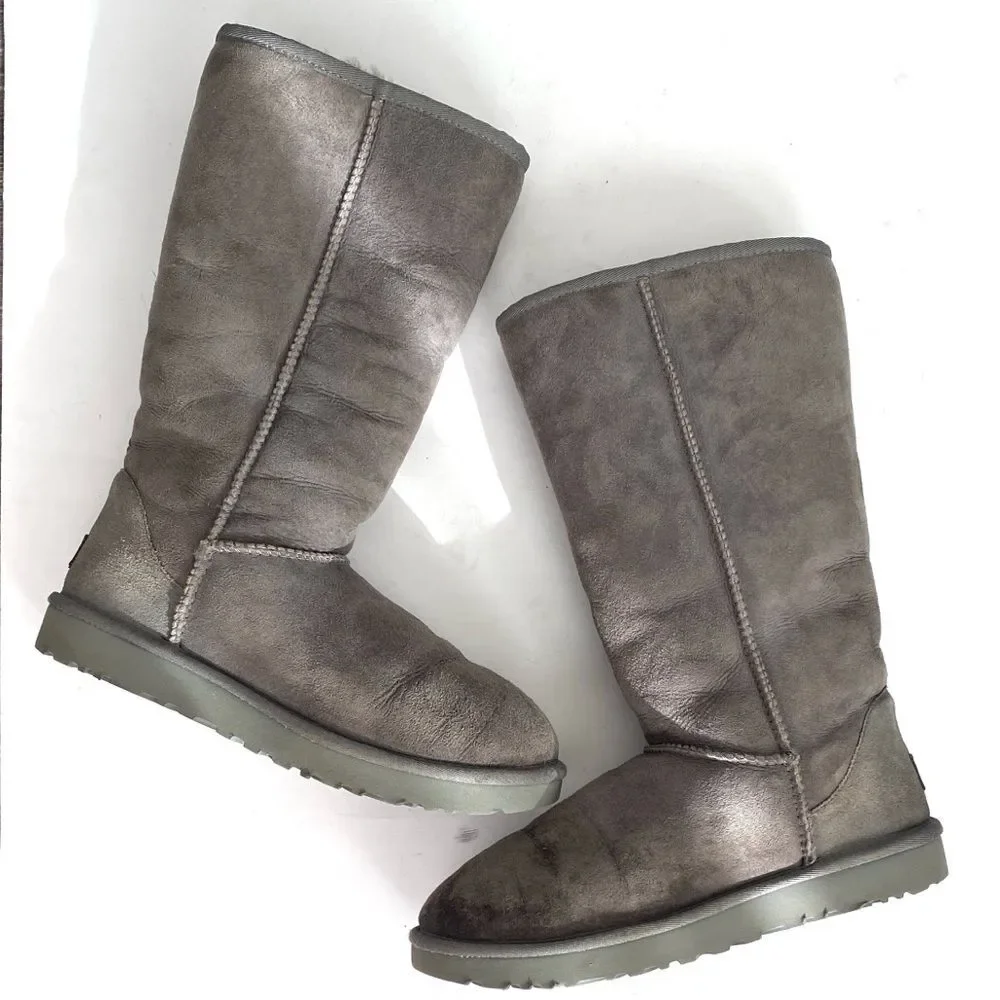 UGG Classic Tall II Boots Charcoal Gray VTG Sz 9 Boho Casual